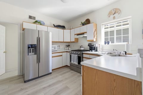 Kitchen with new stainless steel appliances
