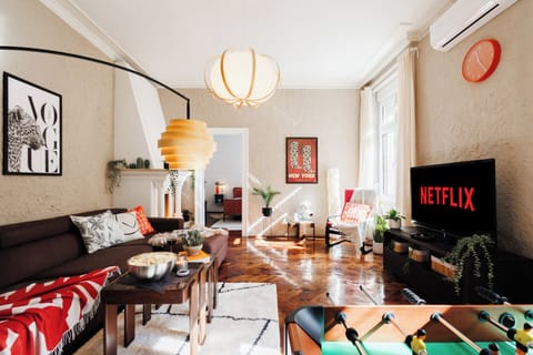 Relax in the cozy living room after an intense walk around the city