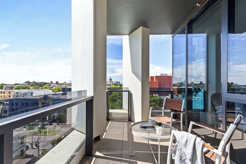 A balcony with a setting.