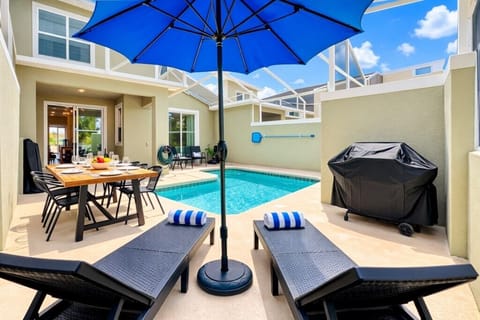 Sunny poolside retreat with lounge chairs