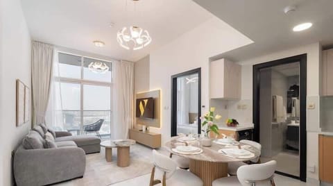 Luxury Apartment, Balcony, City View | Living area | 65-inch Smart TV with cable channels
