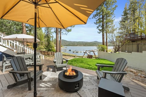 Lower Deck with Fire Pit - Lower Deck with Lake Views, Fire Pit, and Seating