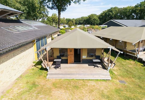 front of the tent lodge
