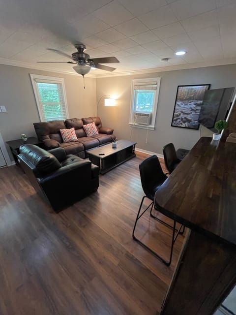 Comfortable living area with bar seating in Brevard NC furnished home