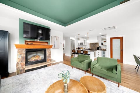 Relax in the cozy living area.