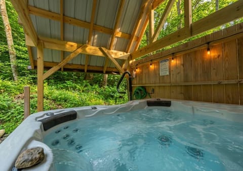 Our forest hot tub is ready for stargazing.