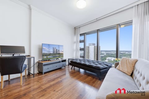 Bright living room with large windows