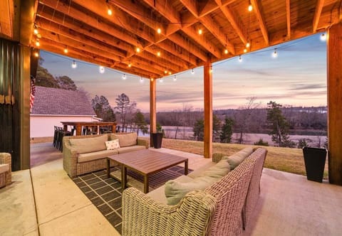 This beautifully lit outdoor lounge space is perfect for winding down under the stars with friends and family.