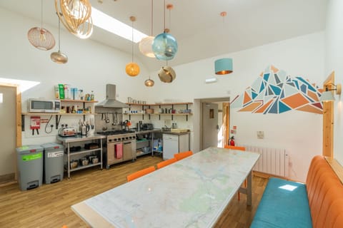 Large communal kitchen and dining area