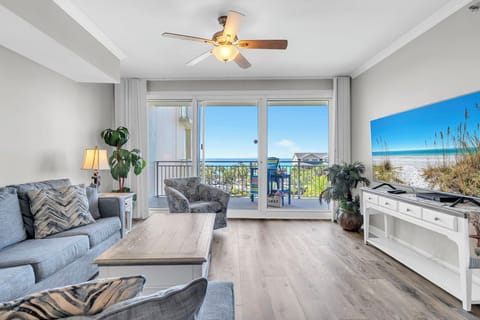 Wake up to stunning ocean views from your bright, beautifully furnished living room with direct balcony access.