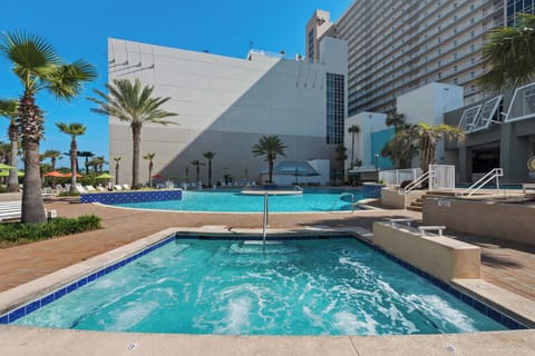 Ground floor hot tub and main pools