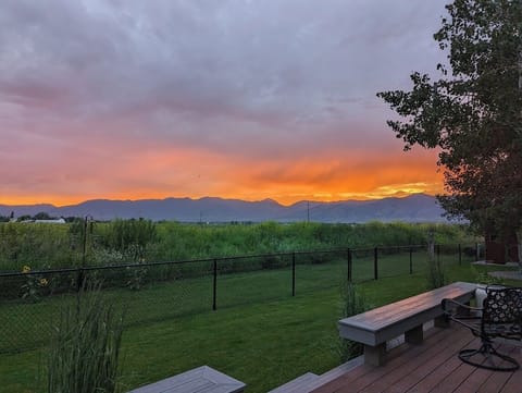 View of the Bridger Mountain range from the back porch!