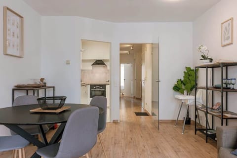 Open living room with dining table