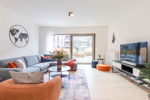 Bright, large living room with terrace