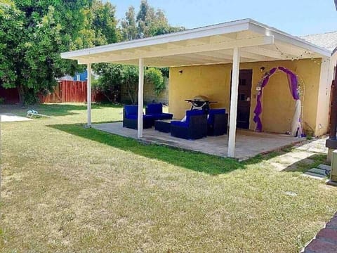 Hang out and play some corn hole in the back yard or just chill and have a drink.