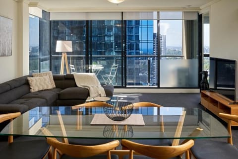 Deluxe Apartment, Balcony, City View | Living area | Smart TV
