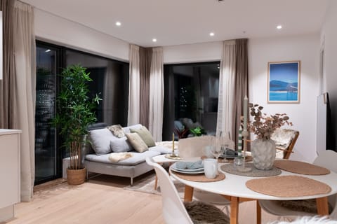 Cosy and bright living-room with large windows