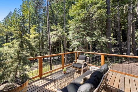 Relax on the outdoor deck, a perfect spot for soaking up the sun or enjoying evening stargazing with loved ones.