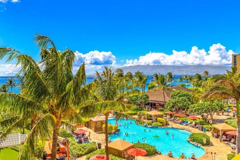 This is your view, lush palms, sparkling pools, and endless blue horizon HKH-409