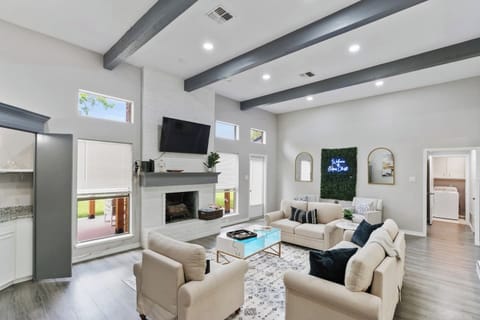 Comfortable gathering space with updated fixtures and contemporary design.