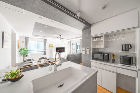Apartment | Private kitchen | Fridge, microwave, stovetop, rice cooker