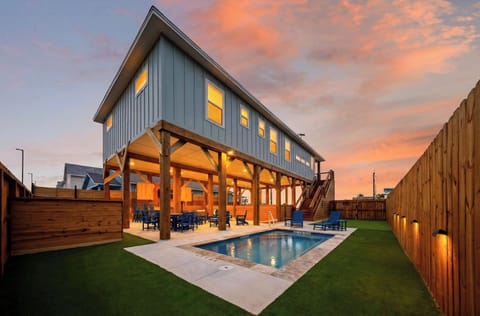 Private backyard pool, covered hangout space, and plenty of room to unwind after the beach. (Yahwaves)