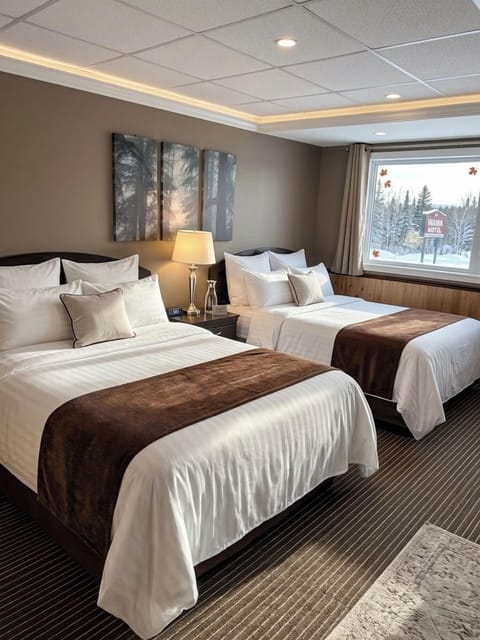 Room, 2 Queen Beds, Ground Floor | Laptop workspace, free WiFi