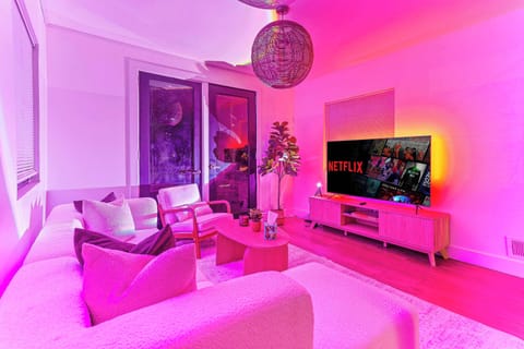 Enjoy a stylish, inviting space with smart TV access and modern décor, designed for ultimate comfort and relaxation.