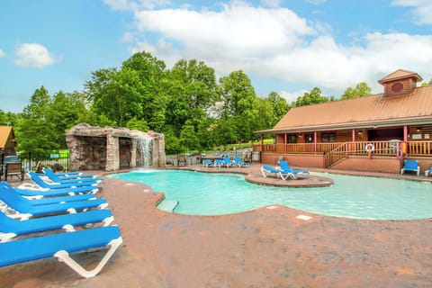 Community resort-style pool with a waterfall.