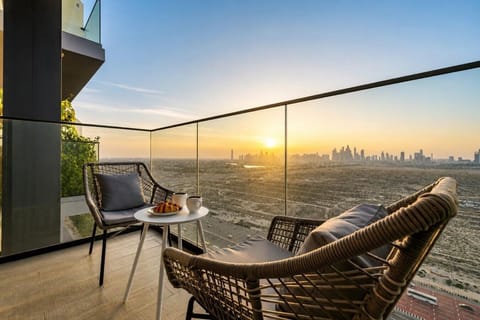 A cozy outdoor balcony, perfect for relaxing and enjoying the fresh air and view