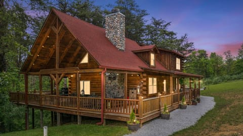 Rustic Ridge Lodge at Night