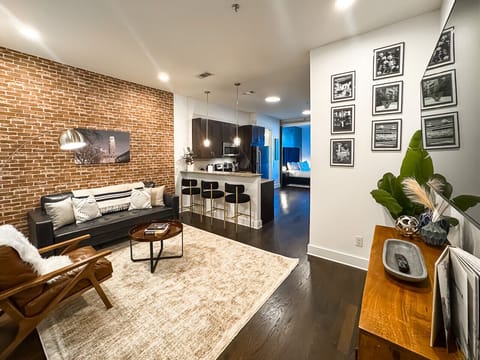 Open concept living and dining spaces