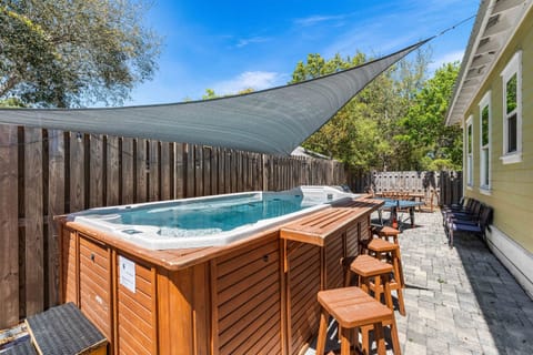 Above ground pool in back patio