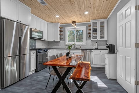 Open kitchen and dining area