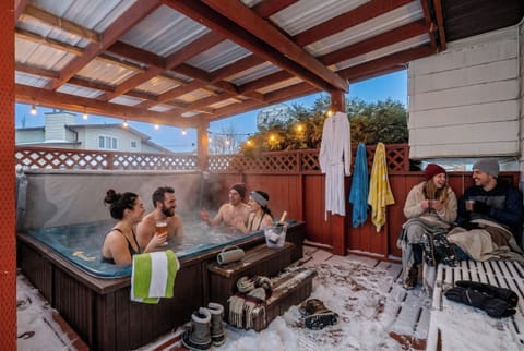 The best way to beat an Alberta winter or make the most of a beautiful summer. The covered hot tub is heated year-round & fits your whole crew.