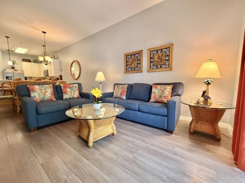 Relax in the comfortable living room after a fun-filled day.
