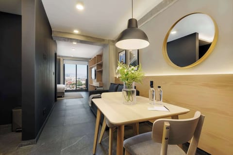 Spacious dining area with natural light