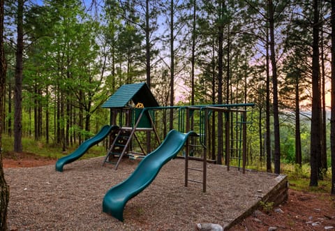 The playset is a backyard paradise for kids, where imaginations run wild and outdoor adventures are always just steps away.