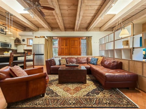 Open Living Room with Lodge Inspired Fireplace