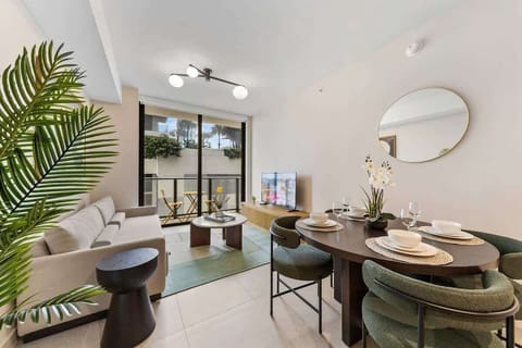 Comfortable living area with smart TV and seating