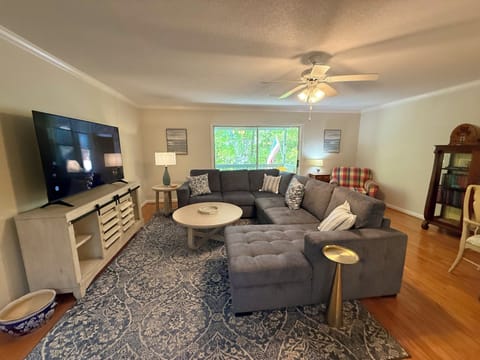 Newly updated, bright, and airy living space with a brand-new sectional