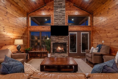 Stay warm around the floor-to-ceiling stone fireplace on those cool Ozark nights.