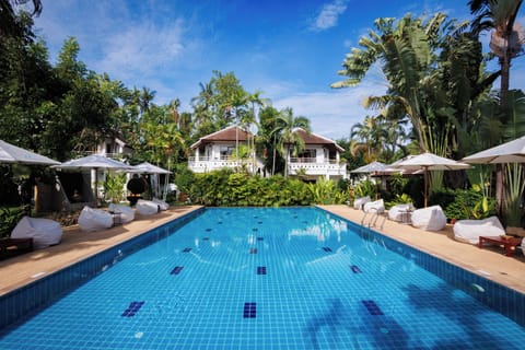 Deluxe Cottage, 1 Bedroom, Balcony, Garden View | Pool | Outdoor pool, pool umbrellas