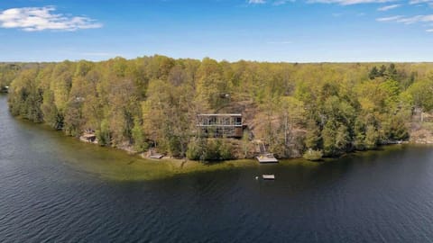 Birds Eye view of the lake house 