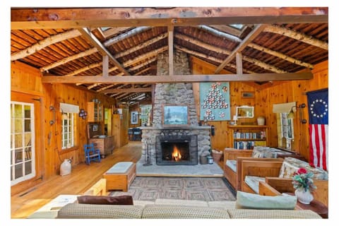 Spacious Living Room with Cozy Fireplace