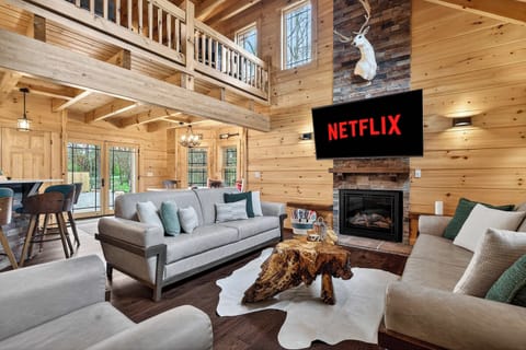 Living Room 1: A warm and inviting cabin living room designed for cozy nights and quiet mornings.