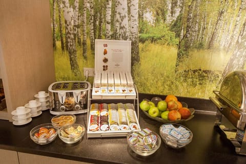 Nibble fresh fruit and snacks between adventures and meetings.