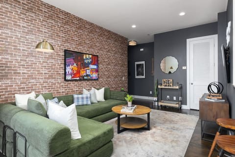 Comfy and cozy living room with a modular sleeper sofa. Enjoy the Smart TV with all the streaming apps.