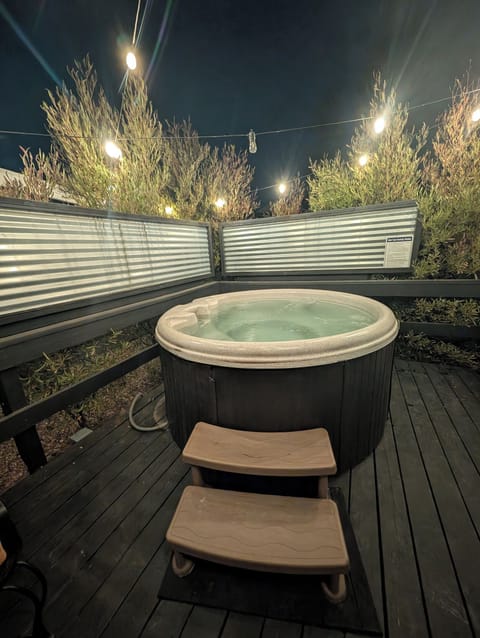Hot tub on the back patio