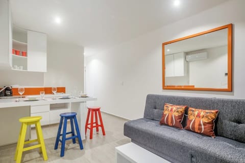 Living room and kitchen